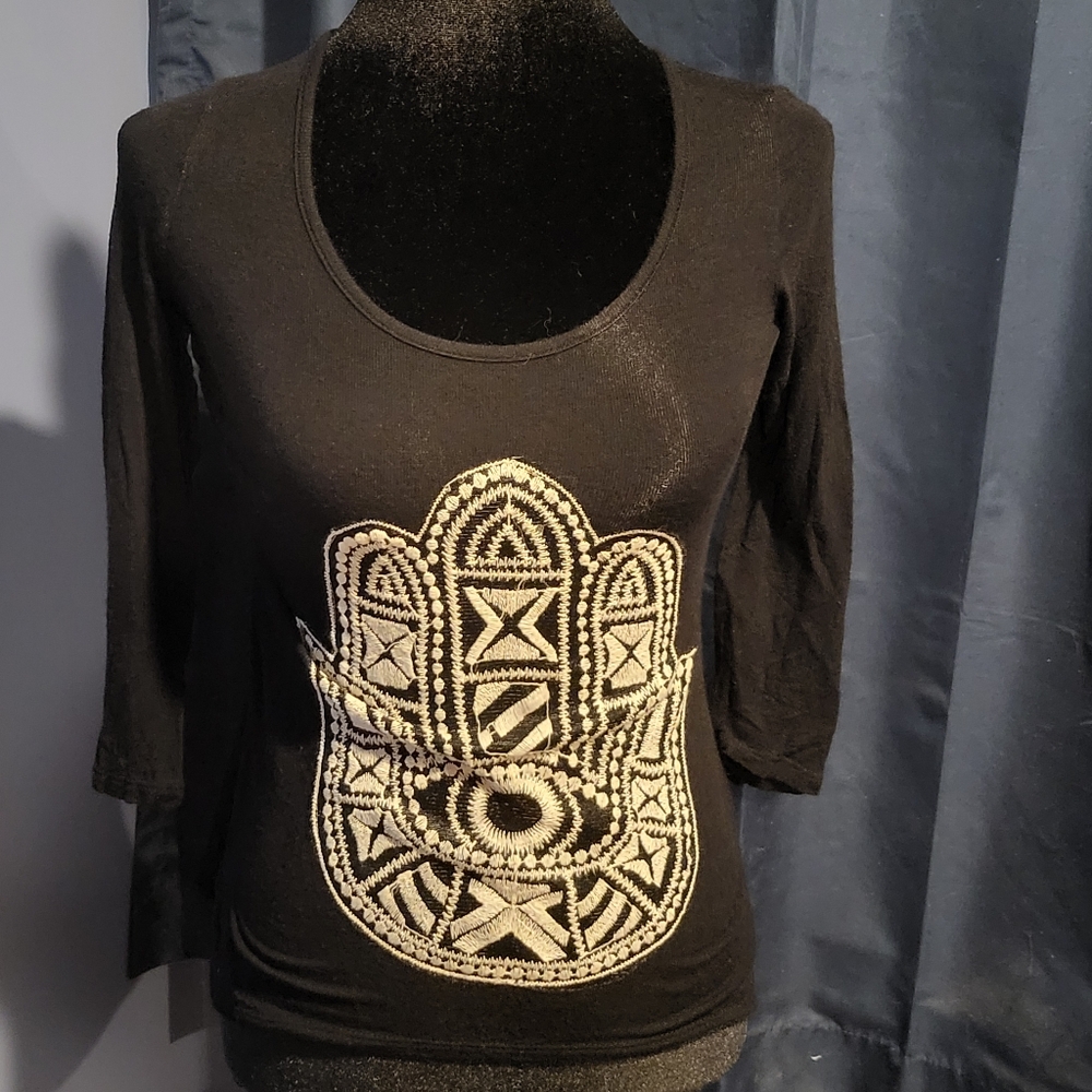 Black Shirt With Hamsa Symbol